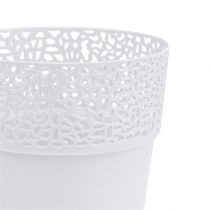 Itens Pote decorativo de plástico branco Ø13cm Alt.13.5cm 1p