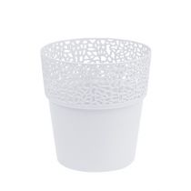 Pote decorativo de plástico branco Ø13cm Alt.13.5cm 1p