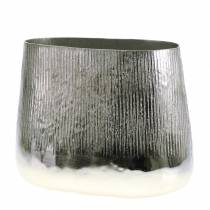 Pote decorativo oval prata 35cm x 19cm H29cm