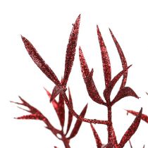 Ramo decorativo vermelho com mica 69cm 2 unidades