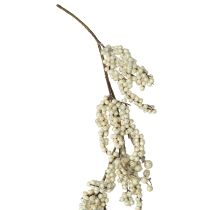 Itens Guirlanda de inverno com galhos decorativos de amoras silvestres creme 130cm