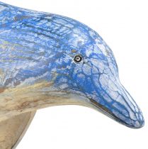 Itens Figura de golfinho decoração marítima em madeira esculpida à mão azul Alt.59cm