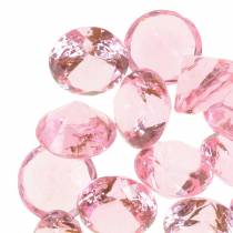 Pedras decorativas diamante acrílico rosa claro Ø1.8cm 150g decoração de dispersão para a mesa