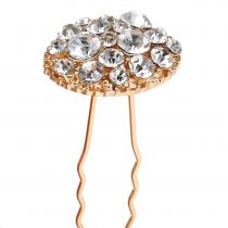 Gancho de cabelo de ouro de casamento com strass 7 cm 9 unidades