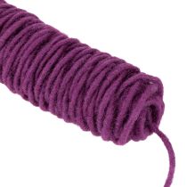 Itens Cordão de lã roxo, 55m, fio decorativo para arranjos florais e artesanato.