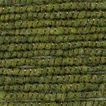 Itens Cordão de lã verde com fio dourado, 5m x 5mm com arame, para decoração e artesanato.