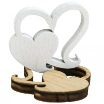 Coração duplo de madeira, decoração espalhada corações de casamento B3cm 72 peças