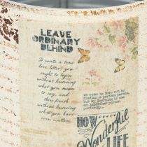 Itens Vaso de lata creme em metal estilo shabby chic Ø11cm A10,5cm