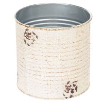 Itens Vaso de lata creme em metal estilo shabby chic Ø11cm A10,5cm