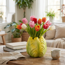 Itens Vaso de flores com um marcante motivo de tulipa. Perfeito para decoração de sala de estar. 16 cm, 2 peças.