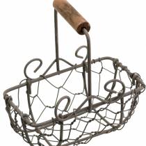 Itens Variação de mini cesto de arame com cabo de madeira, marrom ferrugem, Alt.10,5–11,5cm, 9 peças