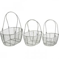 Itens Cesto de arame, cesto de Páscoa, cesto decorativo metal L32/28.5/25cm conjunto de 3