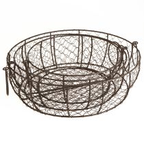 Itens Tigela de cesta de arame com alça marrom Ø35/30/25cm Conjunto de 3