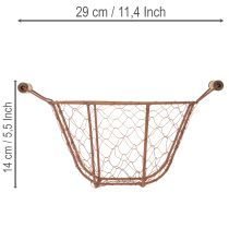 Itens Cesto redondo vintage de arame com alças de madeira, cesto de metal, acabamento enferrujado, Ø22cm