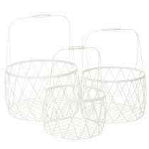 Itens Cesto de arame com alça, metal branco, Ø25/30/35cm, conjunto de 3