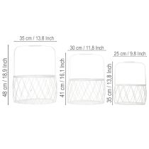 Itens Cesto de arame com alça, metal branco, Ø25/30/35cm, conjunto de 3