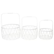 Itens Cesto de arame com alça, metal branco, Ø25/30/35cm, conjunto de 3