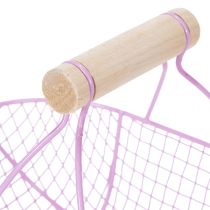 Itens Cesto de arame com alça de madeira, ideal para uma decoração moderna e elegante, 17 cm, conjunto de 6 peças.