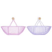 Itens Cesto de arame com alça de madeira, ideal para uma decoração moderna e elegante, 17 cm, conjunto de 6 peças.