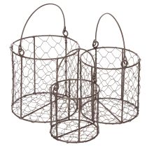 Itens Conjunto de cestos de arame ideais para uso na cozinha ou no jardim, 25 cm, 1 conjunto