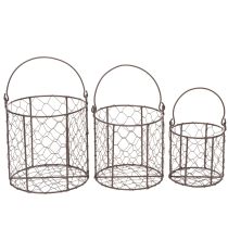 Itens Conjunto de cestos de arame, ideal para decoração ou para uso no jardim, 25 cm, 1 conjunto.