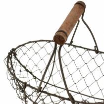 Itens Cesta de arame com alça de metal marrom 20/25 / 30cm conjunto de 3
