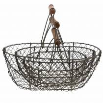 Itens Cesta de arame com alça de metal marrom 20/25 / 30cm conjunto de 3
