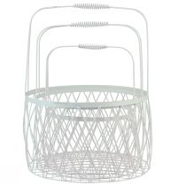 Itens Cesto de arame com alça cesto metal branco Ø25/30/35cm conjunto de 3