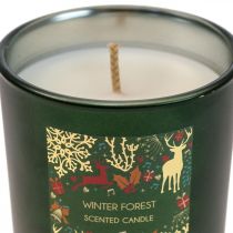 Vela perfumada Natal inverno floresta vela vidro verde Ø7/H8cm