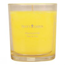 Vela perfumada em vidro com aroma de verão Frangipani Amarelo Alt.8cm