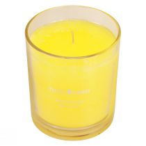 Itens Vela perfumada em vidro com aroma de verão Frangipani Amarelo Alt.8cm