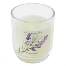 Itens Vela perfumada em vidro creme de lavanda e camomila Ø7,5cm Alt.8,5cm