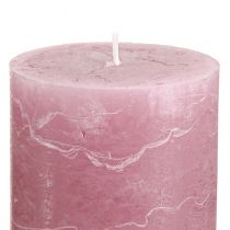 Itens Conjunto de 4 velas cilíndricas de cor sólida, rosa antigo, 70x100mm - Decoração romântica