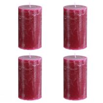 Itens Conjunto de 4 velas de pilar em cor sólida, roxo-avermelhado, 70x120mm - Perfeitas para decoração de mesas e celebrações.