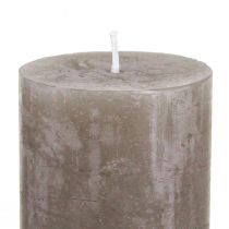 Itens Conjunto de 4 velas rústicas em formato de pilar, cor marrom sólida, 50×100mm