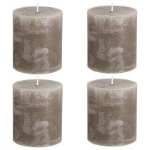 Itens Conjunto de 4 velas rústicas em formato de pilar, na cor marrom sólida, 70x80mm; velas decorativas de alta qualidade para um ambiente aconchegante.