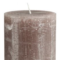 Itens Velas grandes em formato de pilar, cor marrom esfumaçado sólido, design rústico, 100 horas de duração, decoração elegante, conjunto de 2, 85x200mm