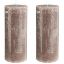 Itens Velas grandes em formato de pilar, cor marrom esfumaçado sólido, design rústico, 100 horas de duração, decoração elegante, conjunto de 2, 85x200mm