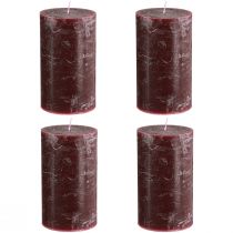 Itens Conjunto de 4 velas cilíndricas cor Borgonha, cor sólida, 70x120mm - Velas decorativas para criar um ambiente acolhedor e promover o bem-estar em casa.