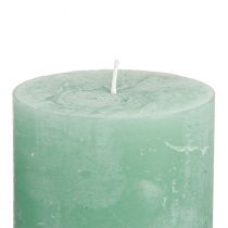 Itens Conjunto de 4 velas cilíndricas de cor sólida, jade verde, 70×80mm, para decoração e relaxamento.