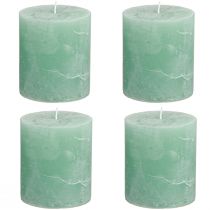 Itens Conjunto de 4 velas cilíndricas de cor sólida, jade verde, 70×80mm, para decoração e relaxamento.