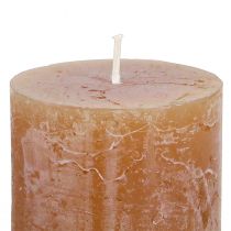 Itens Conjunto de 4 velas cilíndricas de cor sólida, caramelo, 50x100mm, de longa duração.