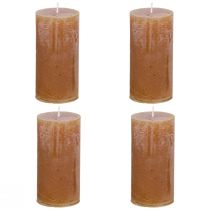 Itens Conjunto de 4 velas cilíndricas de cor sólida, caramelo, 50x100mm, de longa duração.