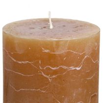 Itens Conjunto de 4 velas de pilar cor caramelo sólido, 70×100mm - Decoração rústica, longa duração, velas marrons para um ambiente aconchegante.