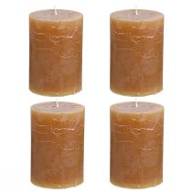 Itens Conjunto de 4 velas de pilar cor caramelo sólido, 70×100mm - Decoração rústica, longa duração, velas marrons para um ambiente aconchegante.