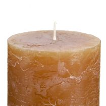 Itens Conjunto de 4 velas de pilar em tom caramelo sólido, 70×80mm - Decoração rústica, ideal para o Advento, feitas à mão.