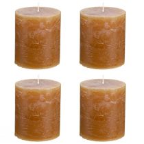 Itens Conjunto de 4 velas de pilar em tom caramelo sólido, 70×80mm - Decoração rústica, ideal para o Advento, feitas à mão.