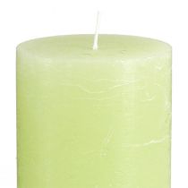 Itens Conjunto de 4 velas cilíndricas verde-lima - Velas elegantes para decoração de mesa e para criar um ambiente acolhedor, 70x120mm - Ideais para celebrações e uso diário.