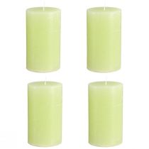 Itens Conjunto de 4 velas cilíndricas verde-lima - Velas elegantes para decoração de mesa e para criar um ambiente acolhedor, 70x120mm - Ideais para celebrações e uso diário.