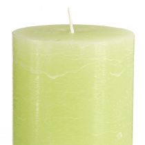 Itens Conjunto de 2 velas cilíndricas de cor sólida, verde limão, 85×150mm, velas de alta qualidade para criar um ambiente aconchegante e decorativo.